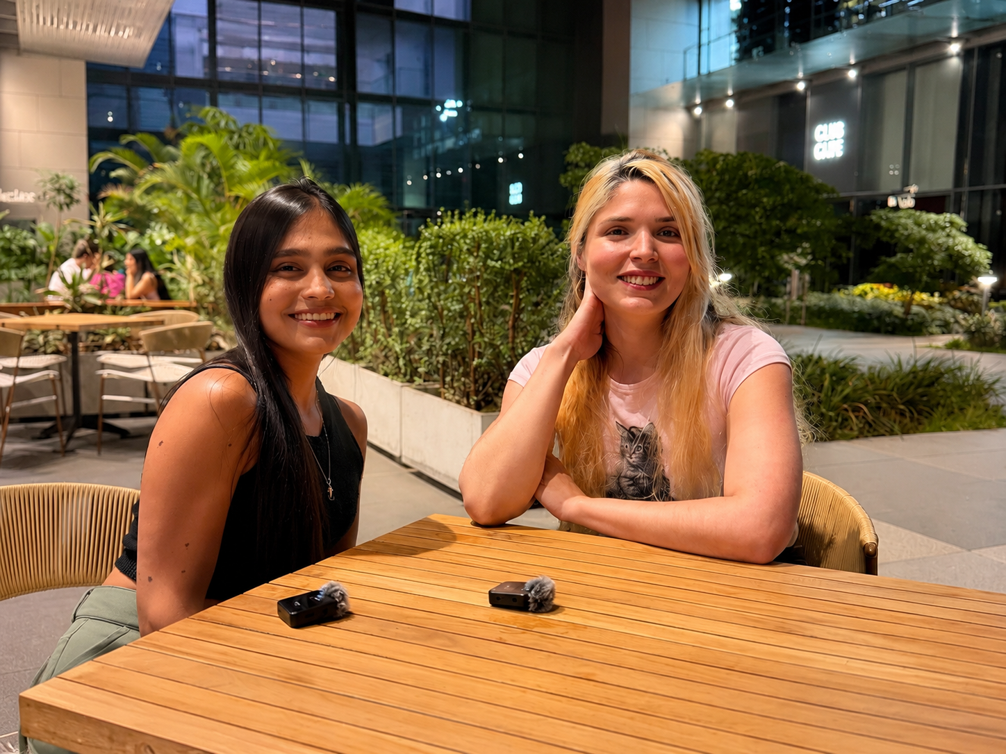 Laura with her student Maria celebrating progress in Spanish